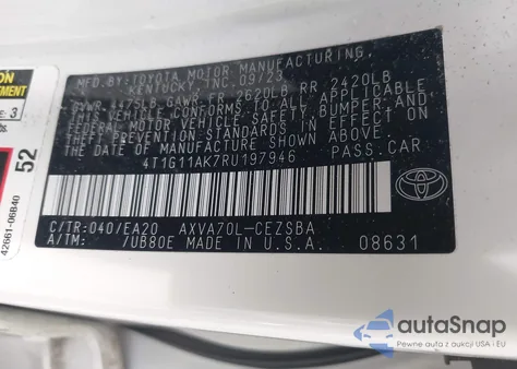 2024 Toyota Camry Se из США, поврежденный, VIN 4T1G11AK7RU197946